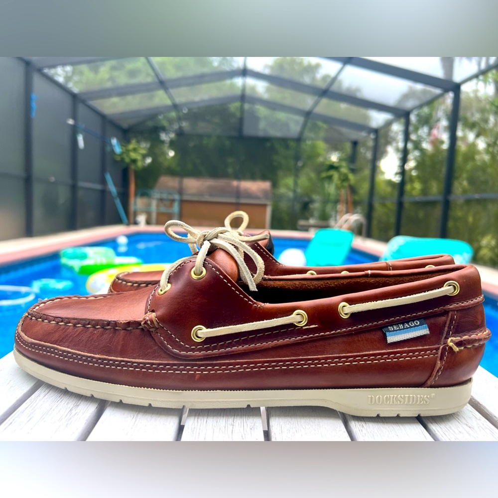 Sebago Docksides Portland Waxed Leather Boat Shoes NWOT Mens Size 9w